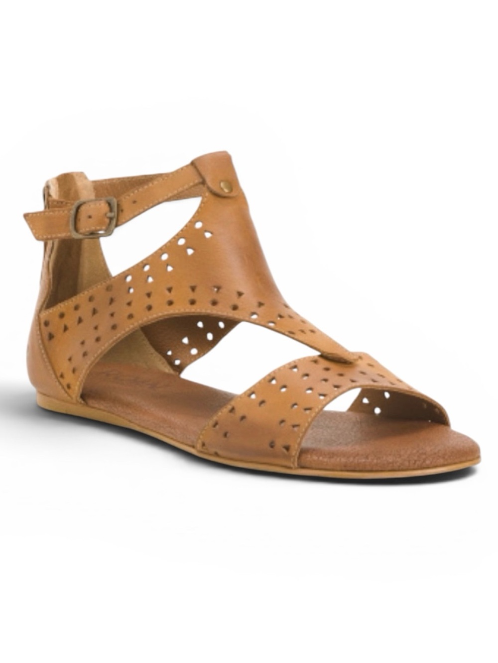 Roan Bed Stu Kit Cutout Gladiator Bosco Tan Caramel Leather Ankle Sandals 9.5